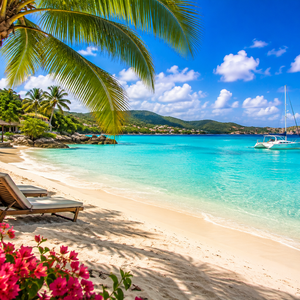 Cruise ship in a tropical Caribbean destination