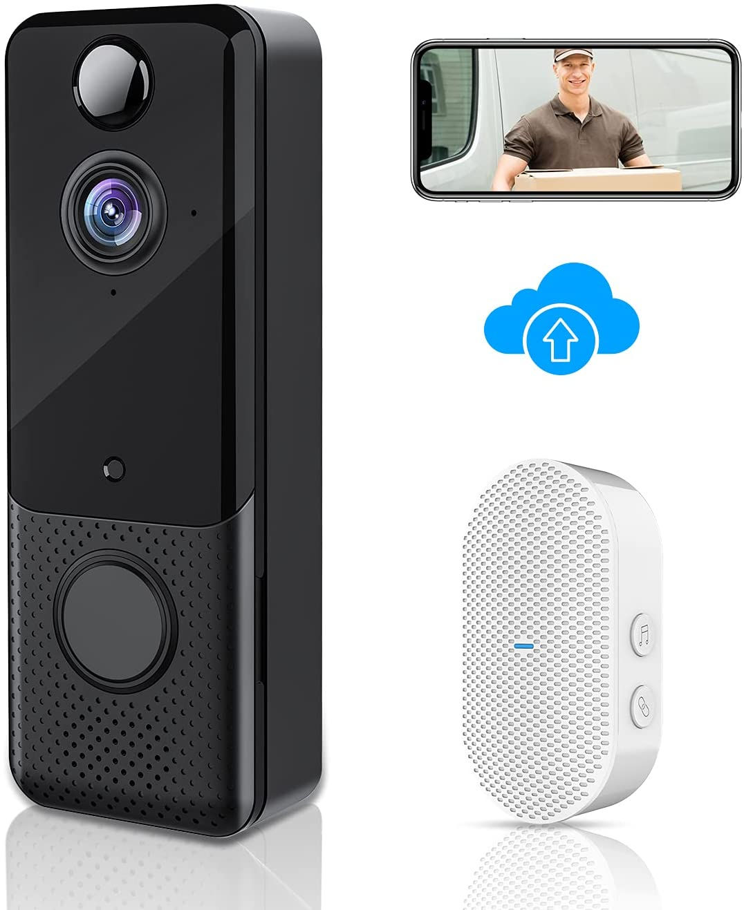 Video Doorbell Camera 1080P Wireless Door Bell with Chime, PIR Motion