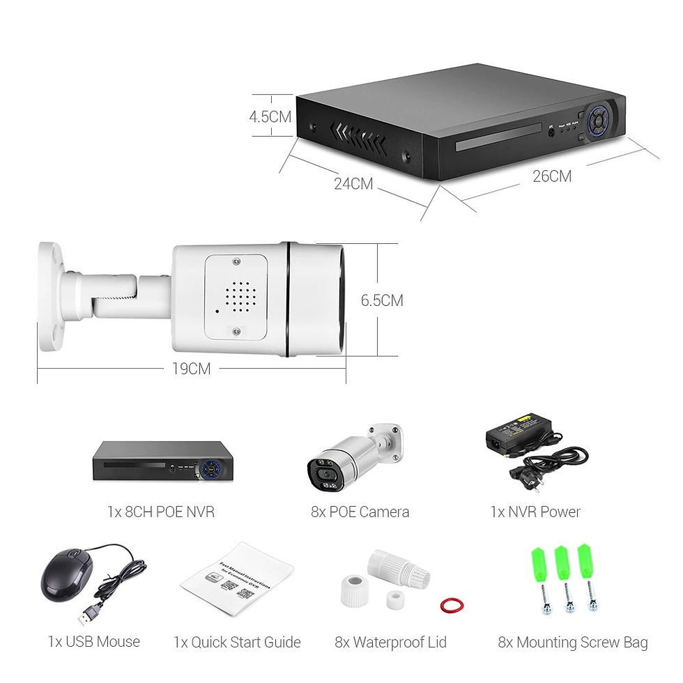 Thumbnail: 8-CH PoE NVR/CCTV with 8 5MP Camera Kit and 4TB HDD