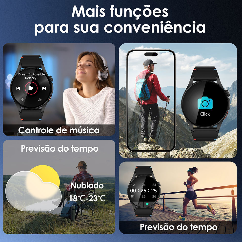 Miniatura: AURAFIT Trek 2: Smartwatch com tela AMOLED e bateria de 450mAh de longa duração.