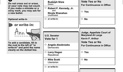 Sample Ballot for 2024 general election garrett county md