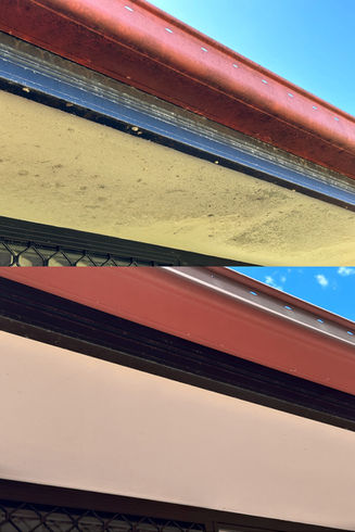 Before and after gutters cleaned