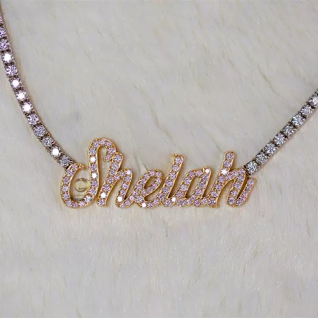 Moissanite Diamond Pendant Letter Necklace