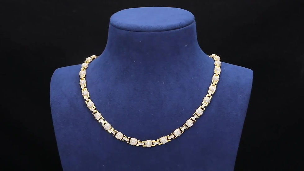 Thumbnail: 7MM Moissanite Diamond Bead Link Necklace