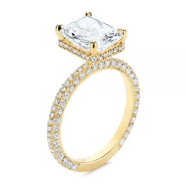 Thumbnail: 3CT Hidden Halo Radiant Cut Moissanite Eternity Ring