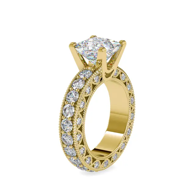 Thumbnail: 3CT Princess Cut Lab Grown Diamond Eternity Engagement Ring