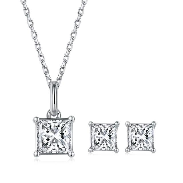 VVS Moissanite Princess Cut Diamond Jewelry Set