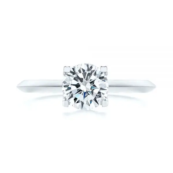 Thumbnail: 1CT Solitaire Round Cut Moissanite Diamond Engagement Ring