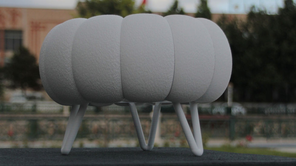 White textured Hive Lens stool with a rounded design.
