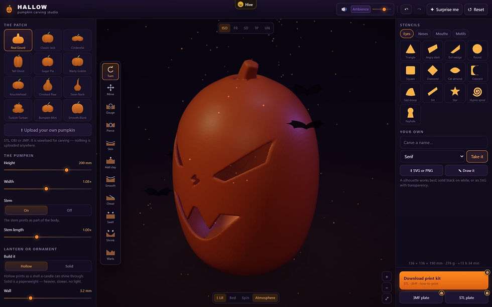 HALLOW, the pumpkin carving studio in Hive Tools