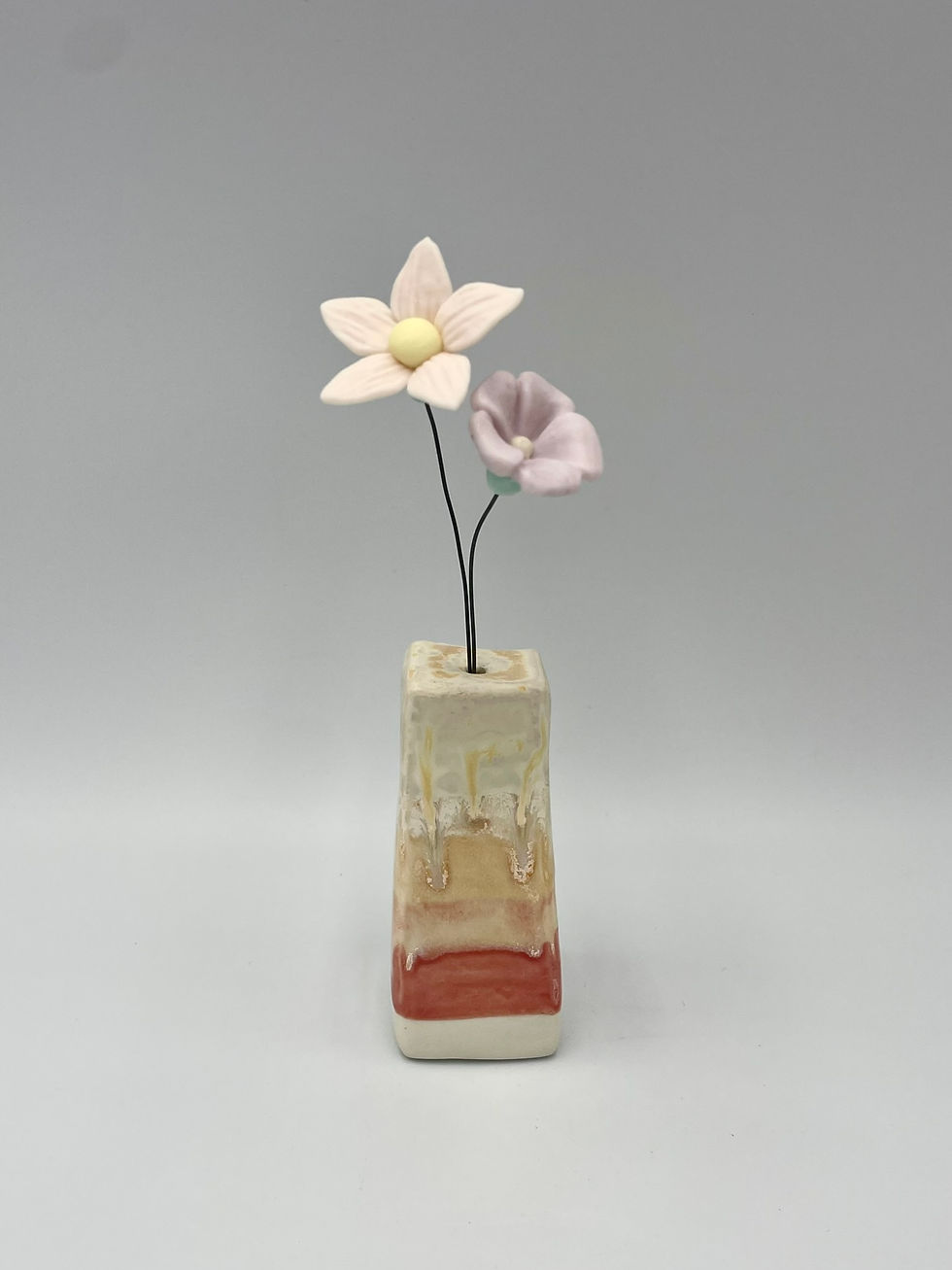 Thumbnail: Rose and Sand Block Vase with Two Flowers