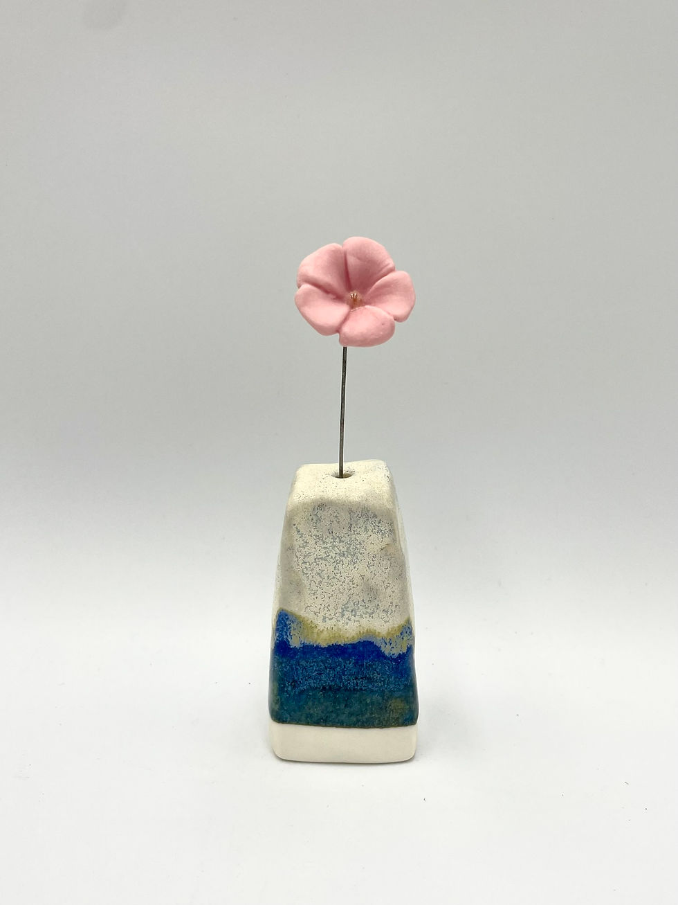 Thumbnail: Cobalt and Ice Block Vase with Garden Flower