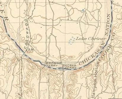 Map of the deep bend of the Red River