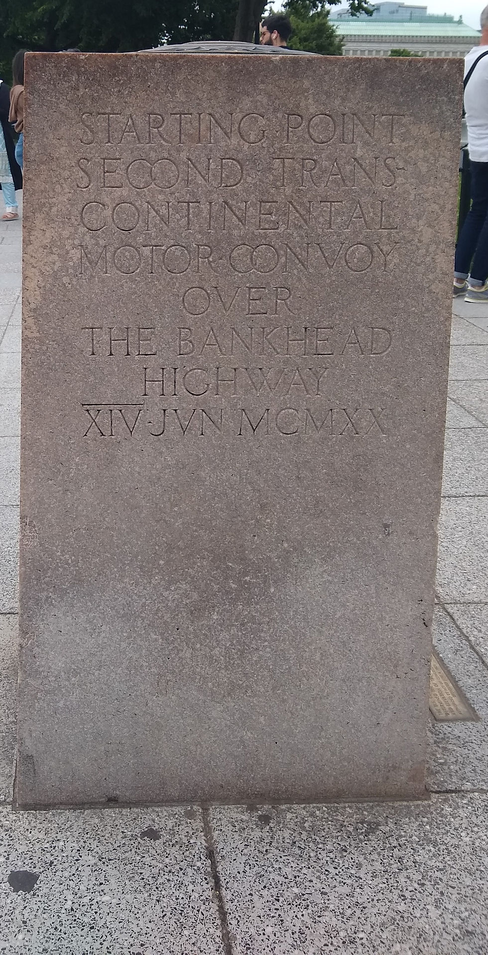 Granite slab commemorating the Bankhead Highway Convoy's start in Washington DC.