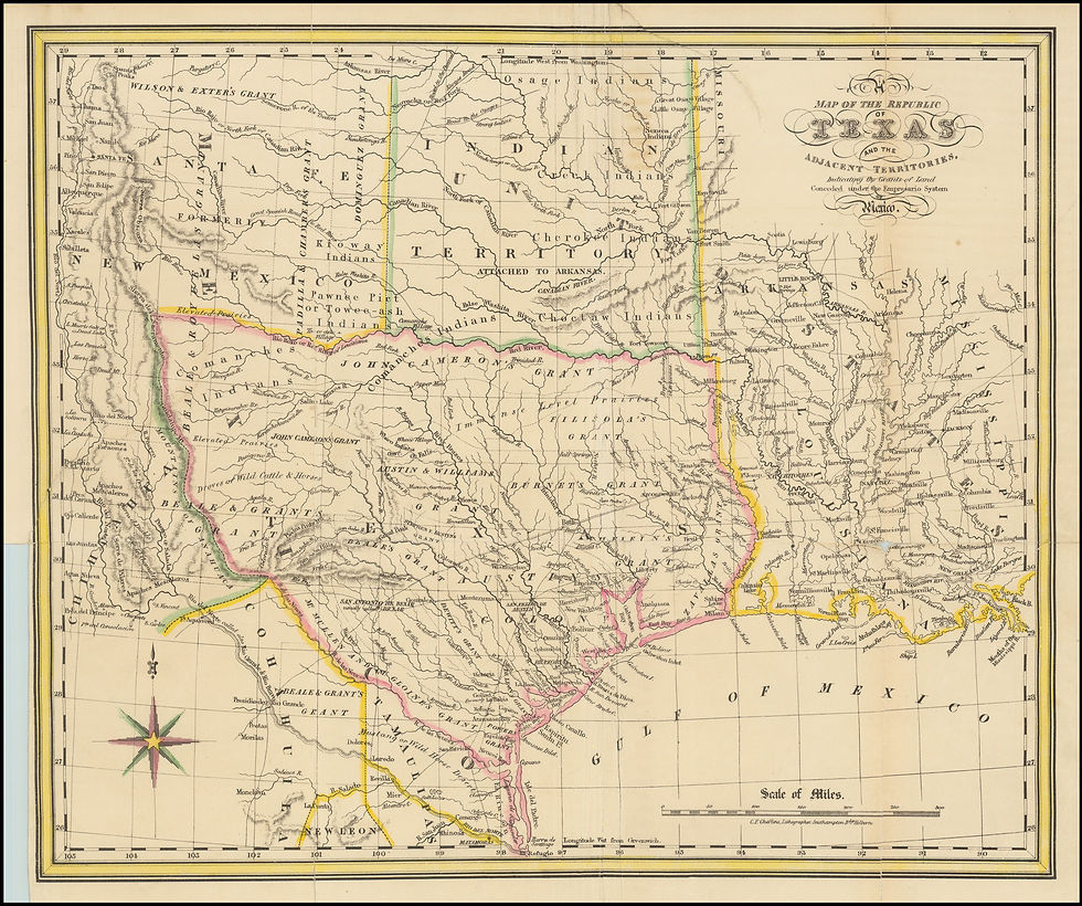 1841 map of Texas as Mexican viewpoint