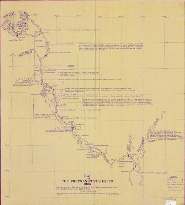 Freeman Custis overlay map from 1974 by E M Parker a civil engineer original 1806 map Louisiana Digital Library