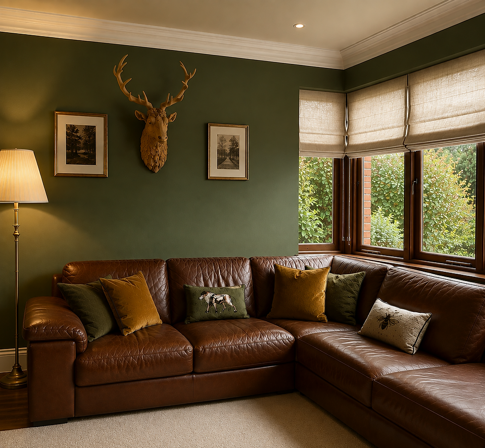 Contemporary dark snug with large windows and garden views