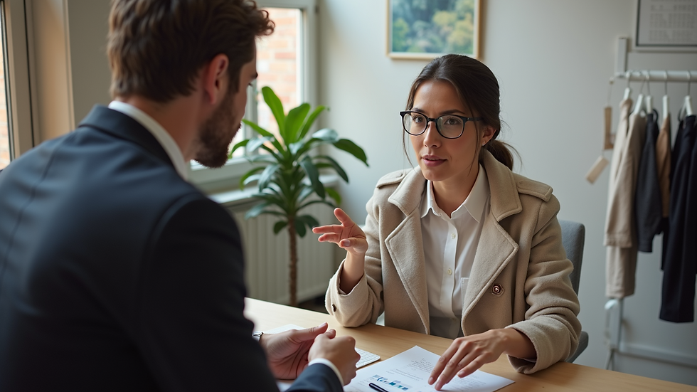 High angle view of a color consultant discussing options with a client