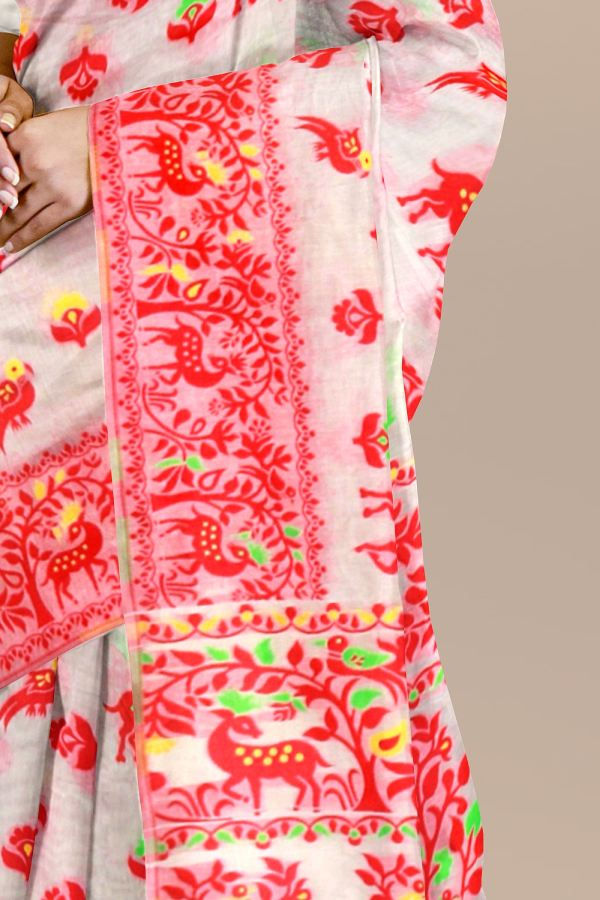Thumbnail: White Dhakai jamdani saree soft Handloom Saree