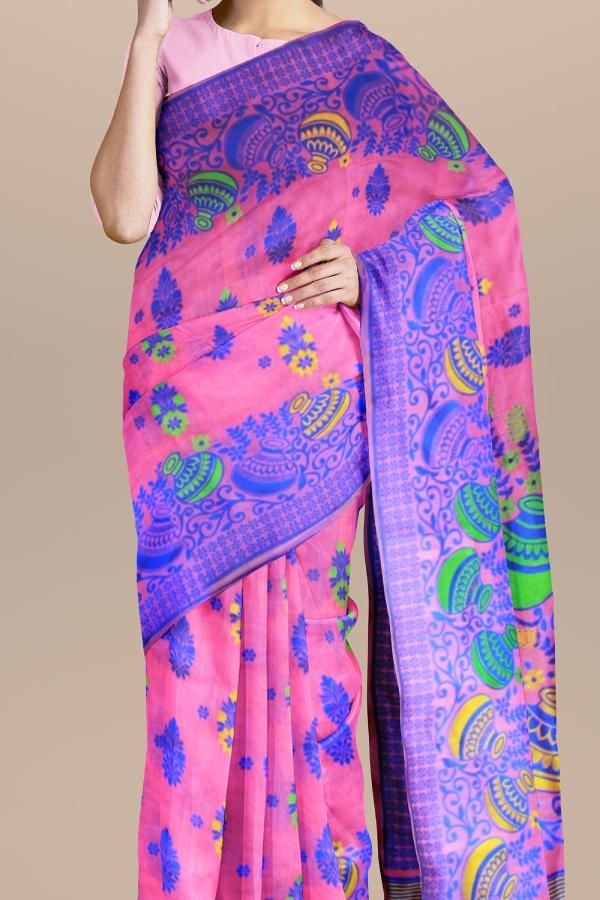 Thumbnail: Pink Dhakai jamdani saree soft Handloom Saree