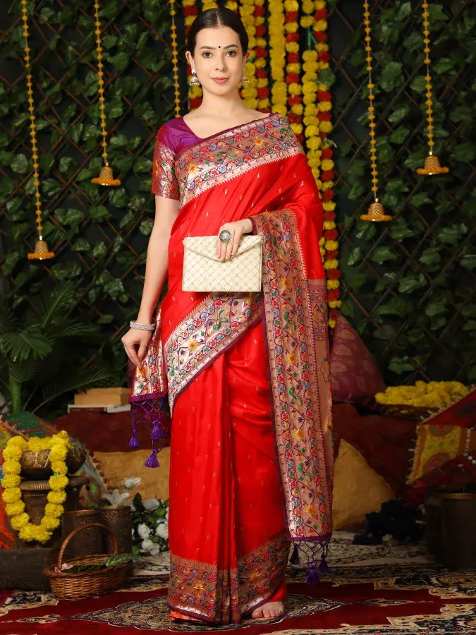 Thumbnail: Red Festive Wear Paithani Silk Saree