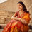 Thumbnail: Women's Shining Orange Silk Weaving Saree