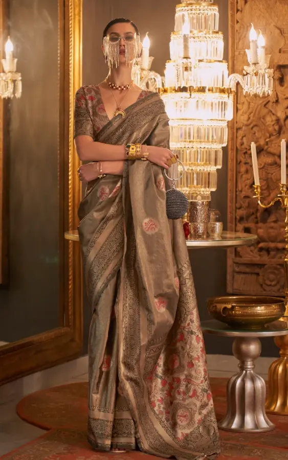 Brown Dual Tone Banarasi Silk Saree
