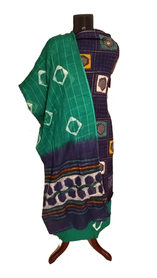 Pure Cotton Embroidered And Batik Print Dress Material