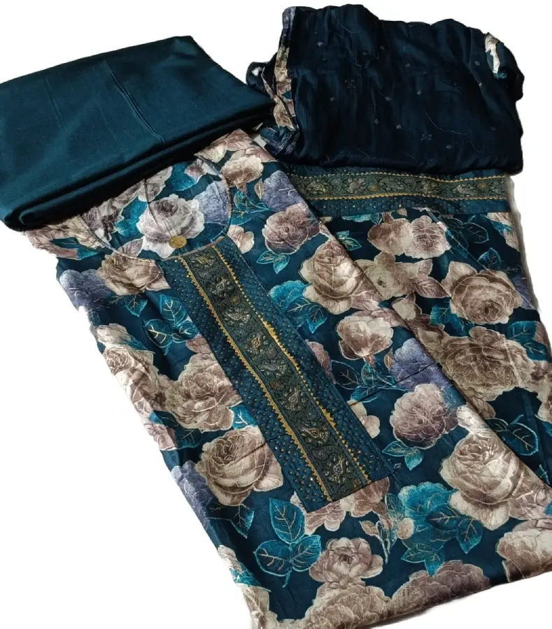 Thumbnail: Women's Cotton Foil Printed Unstitched Dress Material