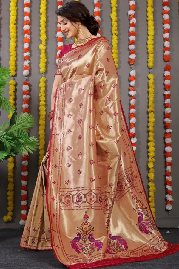 Maroon Paithani Silk Saree