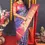Thumbnail: Women's Bayern Blue Kanchipuram Silk Zari Woven Saree with Red Blouse