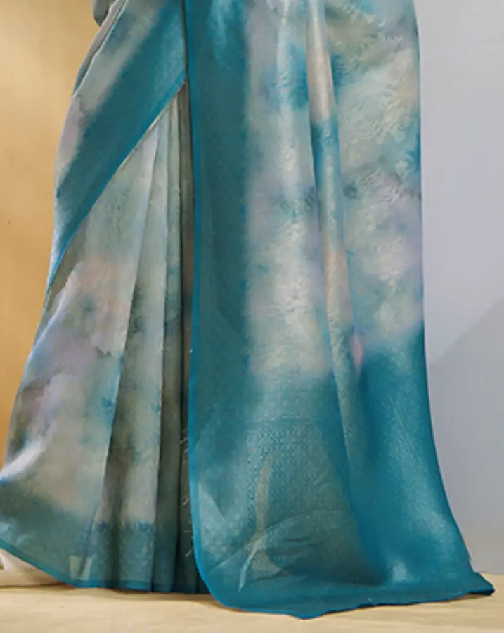 Thumbnail: Blue Tie & Dye Handloom Weaving Silk Saree