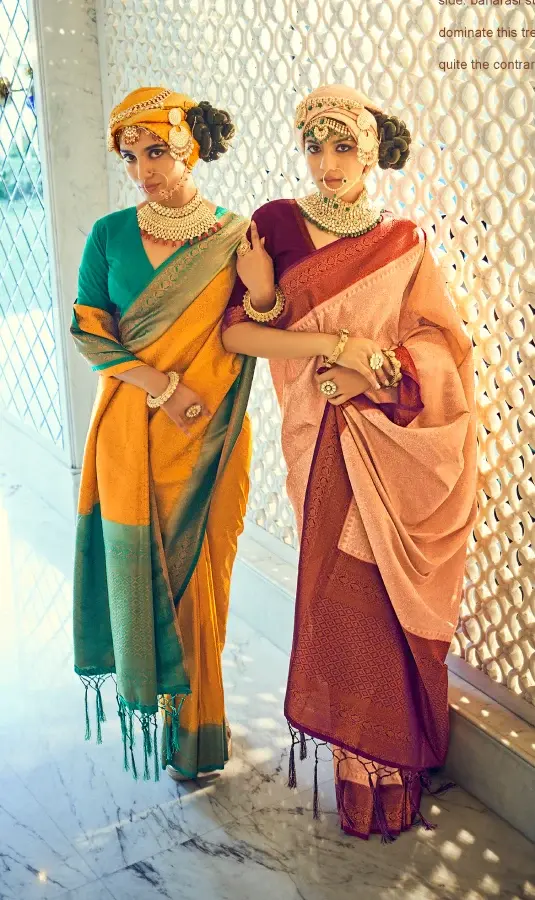 Thumbnail: Peach Woven Kanjivaram Silk Saree