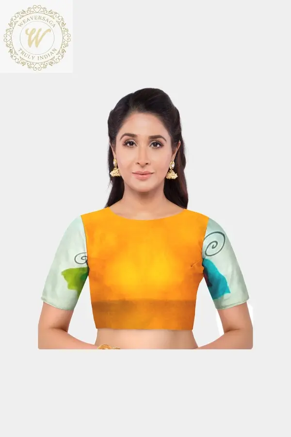 Thumbnail: Exquisite Hand Painted Silk Mustard Brown Saree