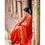 Thumbnail: Women's Orange georgette saree with digital print and Zari-Star work
