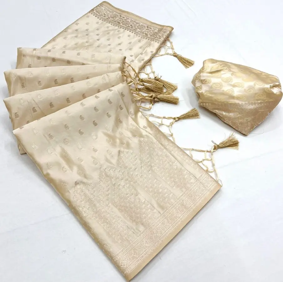 Thumbnail: Pure Handloom Satin Silk Sarees With Paisley And Zari Weaving
