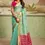 Thumbnail: Women's Turquoise Woven Work Cotton Silk Saree with Blouse