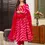 Thumbnail: Red and Pink Leheriya Printed Soft Organza Anarkali Stitched Suit