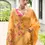 Thumbnail: Yellow  Muga Cotton Saree with Thread Woven Floral Pallu & Contrast Blouse