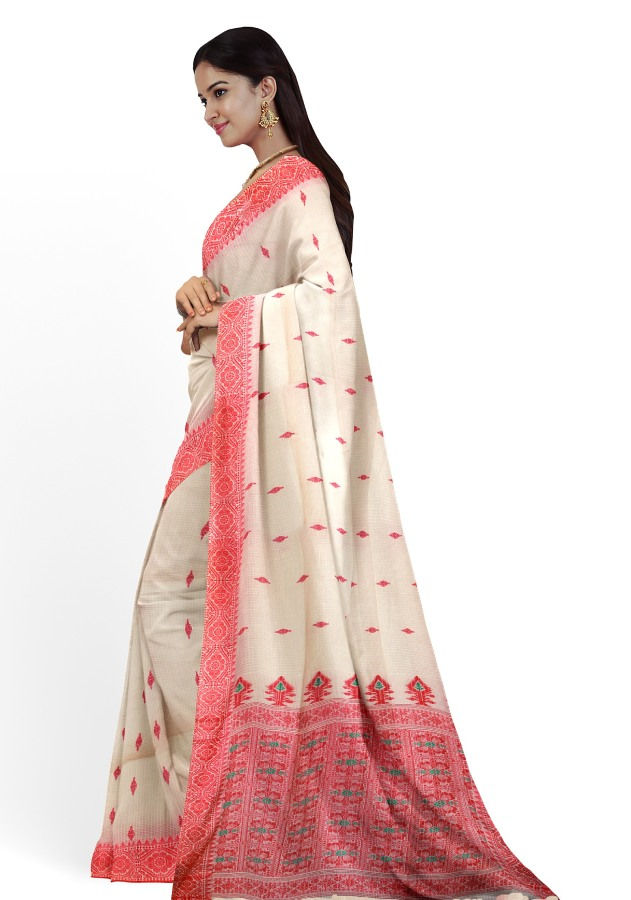 Thumbnail: Off White Cotton Khadi Kota Jamdani soft Handloom Saree