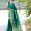 Thumbnail: Women's Green Woven Work Cotton Silk Saree