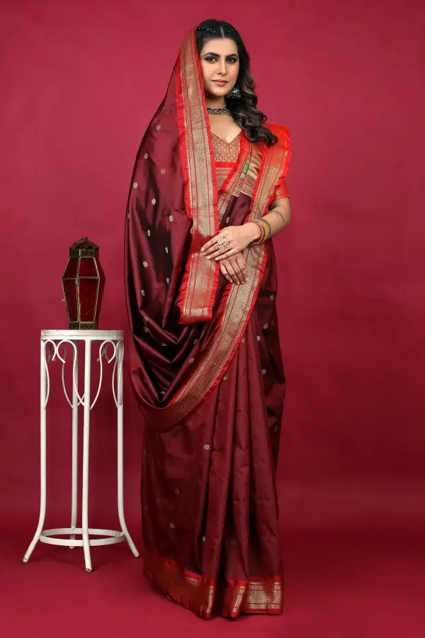 Maroon Paithani Silk Saree