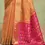 Thumbnail: Women's Orange Woven Work Cotton Silk Saree with Blouse