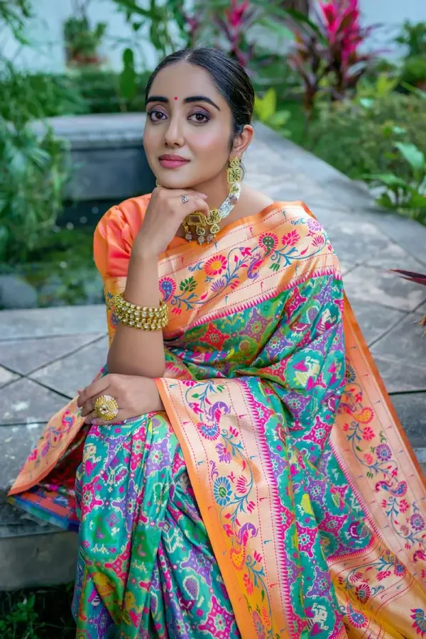 Thumbnail: Green Meenakari Zari Woven Paithani Silk Saree