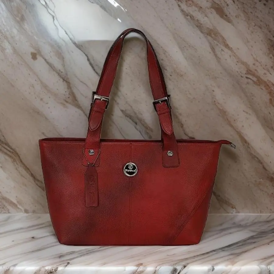 Elegant Maroon Leather Tote Bag
