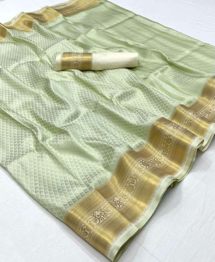 Thumbnail: Women's Off White Kanjivaram Silk Saree