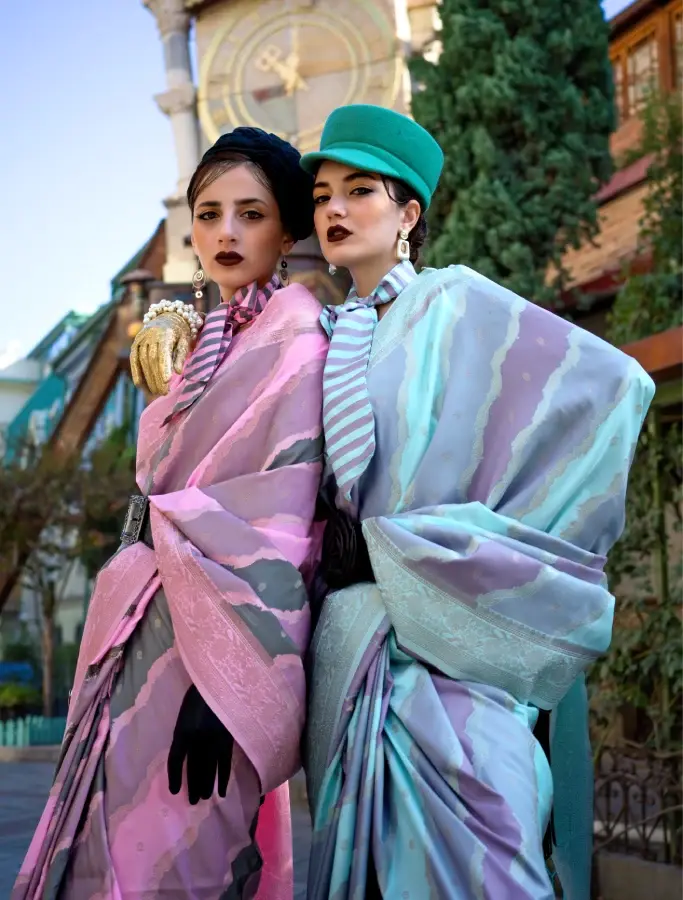 Thumbnail: Horizon Blue Katan Handloom Silk Saree – Premium Handcrafted