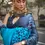 Thumbnail: Black and Blue Printed Satin Crepe Saree – Printed Design