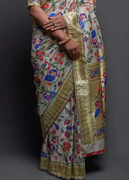 Thumbnail: Selbari Paithani Silk Sari with Muniya Border