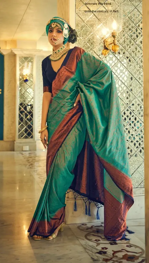 Teal Woven Kanjivaram Silk Saree
